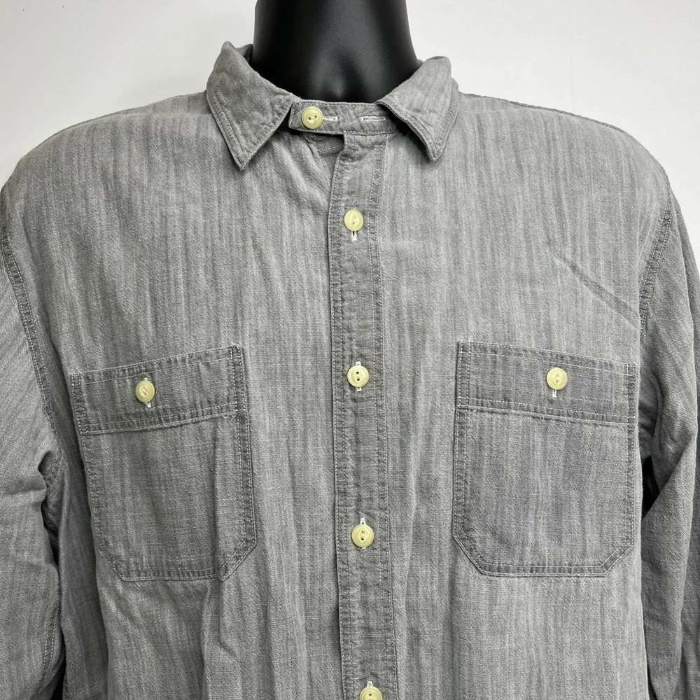 J.Crew Tailored Fit Men's Size XL Solid Gray Cotton Long Sleeve Casual Shirt‎